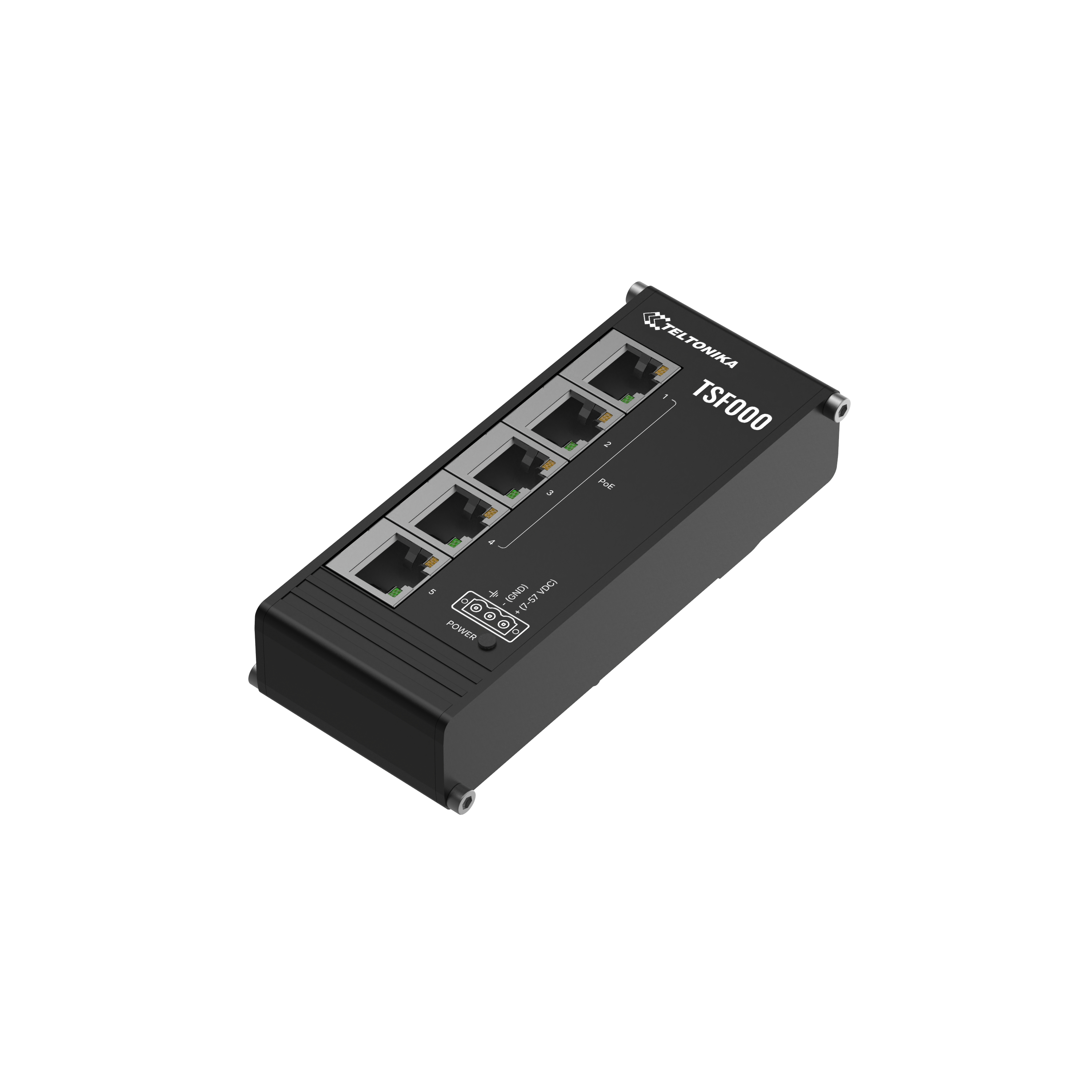 Teltonika TSF000 Unmanaged Switch 5 Ports 4 PoE+ 120 W DIN-Schiene Schwarz