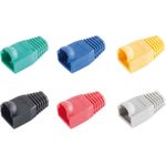 S/CONN maximum connectivity Knickschutztülle für RJ45 Modular Netzwerk Stecker im farbigen MIX, VE 60je 10 x rot, grün, gelb, schwarz, blau und grau (72055-MIX)
