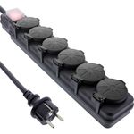 InLine® Outdoor-Steckdosenleiste, 6-fach Schutzkontakt, IP44, mit Schalter, 10m (16496Q)