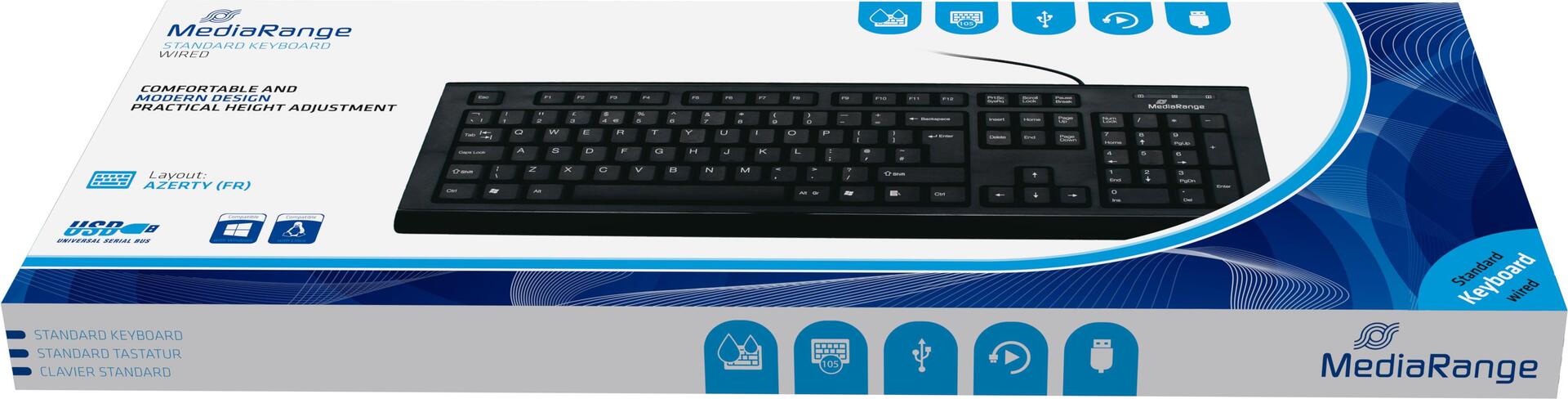 MediaRange MROS101-FR Tastatur Büro USB AZERTY Französisch Schwarz (MROS101-FR)