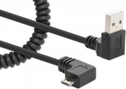 MANHATTAN Spiralkabel USB-A auf Micro-USB Ladekabel USB Typ-A-Stecker auf Typ Micro-B-Stecker, 1 m, verknotungsfreies, geringeltes Design, Winkelstecker, keine Datenübertragung, schwarz (356237)
