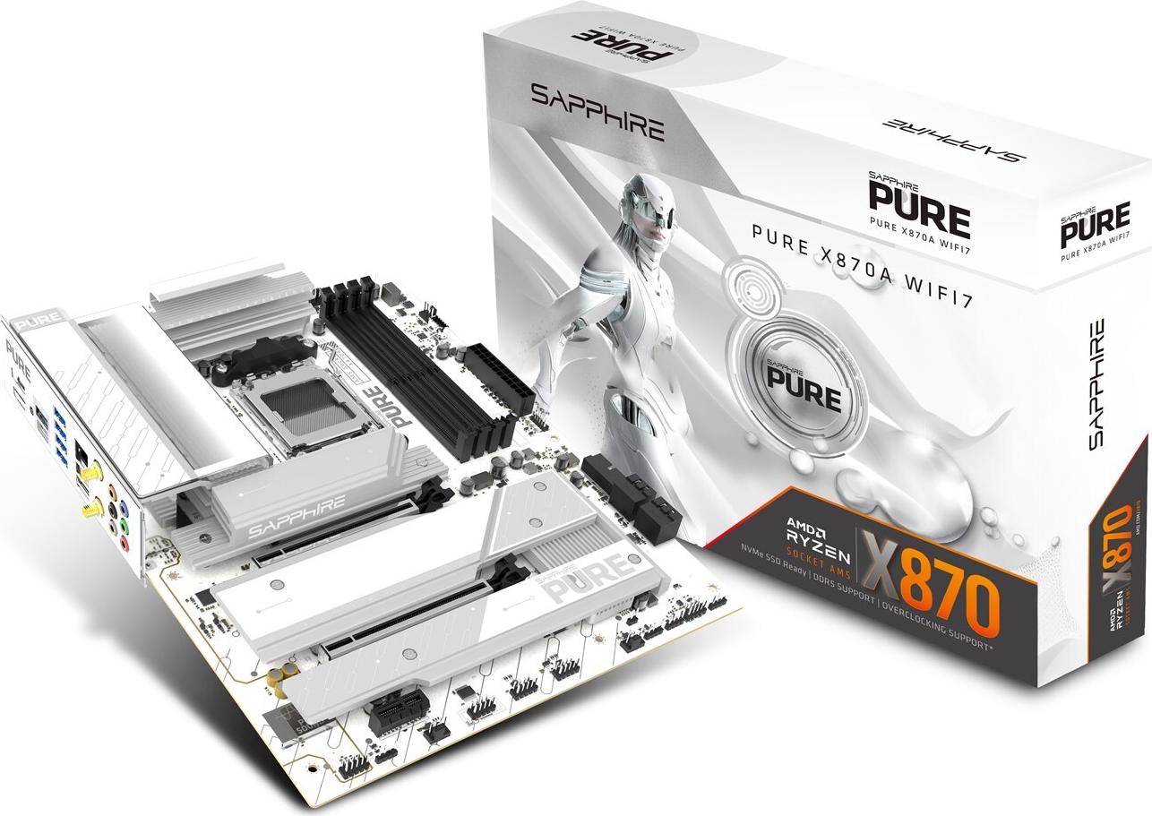 Sapphire Pure X870A WIFI7 ATX Mainboard AM5 DDR5 Schwarz