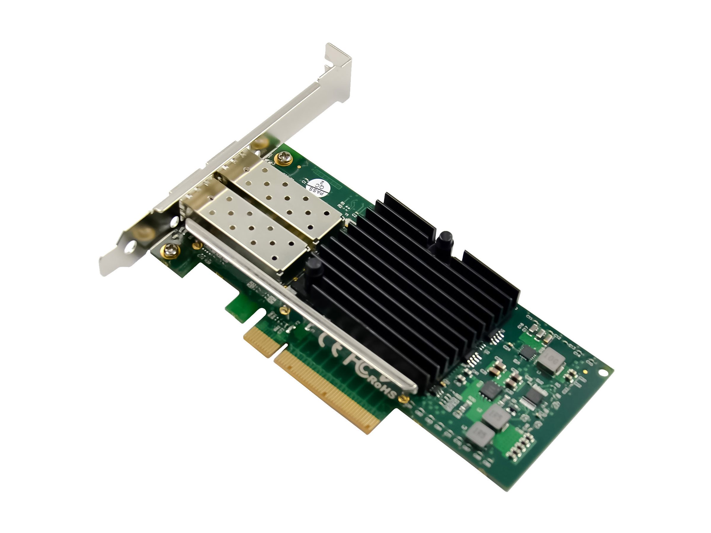 InLine Dual 10-Gigabit Netzwerkkarte 2x SFP+ PCIe 2.0 x8 Low-Profile Grün, Silber