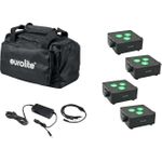 EUROLITE Set 4x AKKU IP Flat Light 3 sw + Ladenetzteil + Soft-Bag (20000860)