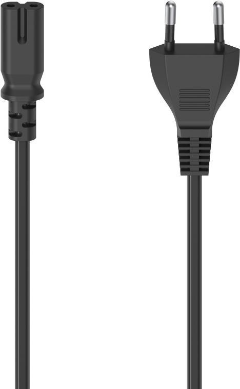 Hama Netzkabel mit Eurostecker, 2-Pin-Stecker, Doppelnut/C7, 5 m, Schwarz (00223277)