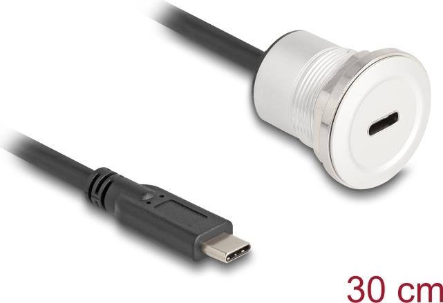 Delock USB 10 Gbps Type-C Einbaubuchse mit Kabelpeitsche Stecker 30 cm (88183)