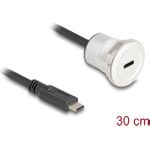 Delock USB 10 Gbps Type-C Einbaubuchse mit Kabelpeitsche Stecker 30 cm (88183)