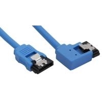 InLine® SATA 6Gb/s Anschlusskabel rund, abgewinkelt links, blau, mit Lasche, 0,5m (27705L)