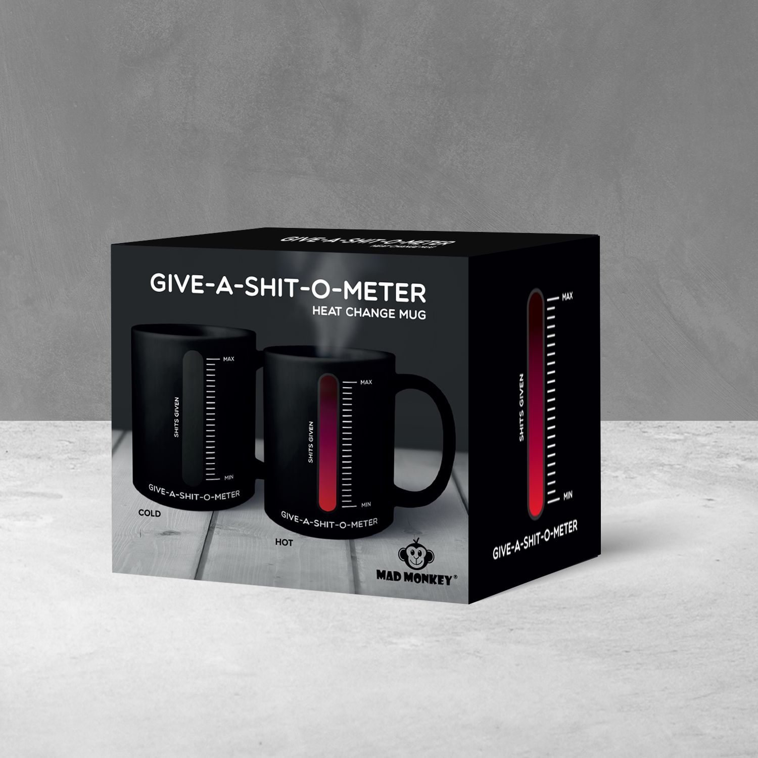 Mad Monkey Tasse "Give a Shit" mit Farbwechsel Schwarz