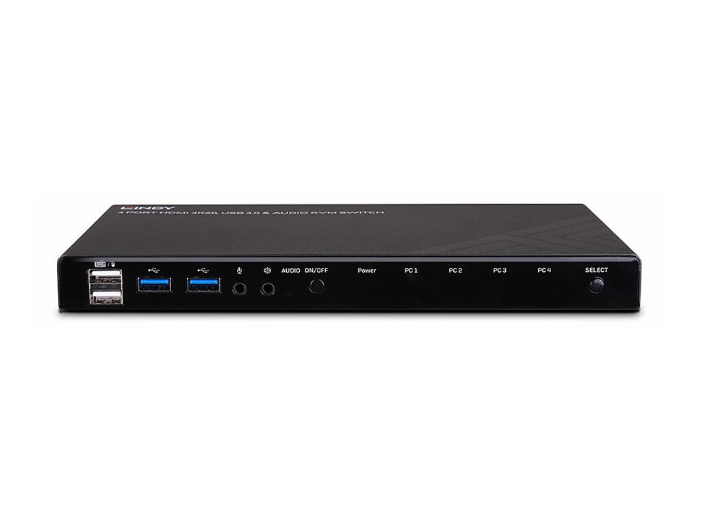 Lindy KVM-Switch HDMI 4K60 USB 3.0 Audio 4 Port Schwarz