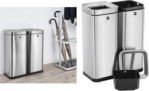 helit Abfalltrenner "the twin bin", 2 x 30 Liter, Edelstahl aus Edelstahl, mit Anti-Fingerabdruck Beschichtung, - 1 Stück (H2404700)
