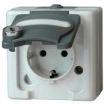 Schutzkontakt-Steckdose 1-fach mit Sicherheitsschloss, AP-Feuchtraum BLUE ELECTRIC grau (103456009)