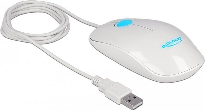 DELOCK Optische 3-Tasten LED Maus USB Typ-A weiß Delock
