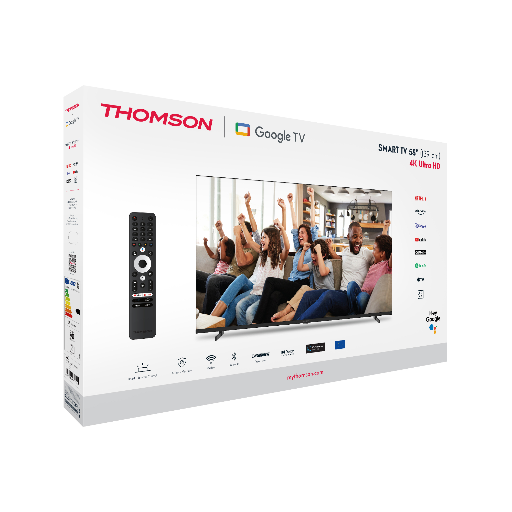 Thomson 55UG4S14 55" 4K Ultra HD Google TV HDR10 Dolby Vision Direct LED Schwarz