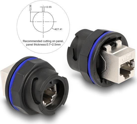 Delock RJ45 Cat.6A Einbaubuchse Kupplung schwarz - Netzwerk (67048)