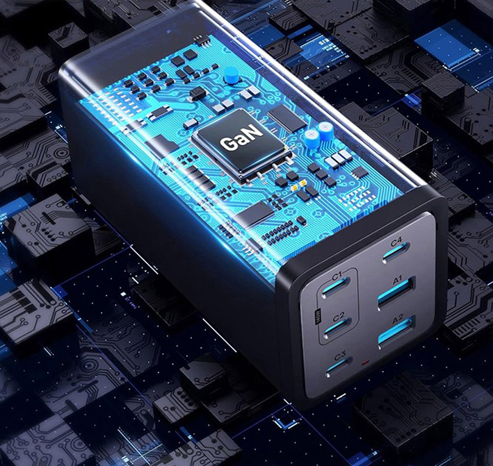 Conceptronic OZUL06BE Ladegerät 200W GaN 4x USB-C 2x USB-A Schwarz