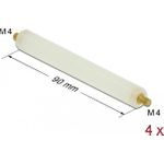 Delock Abstandshalter M4 x M4, Sechskant, Außen / Außen, 90 mm natur 4 Stück (60274)