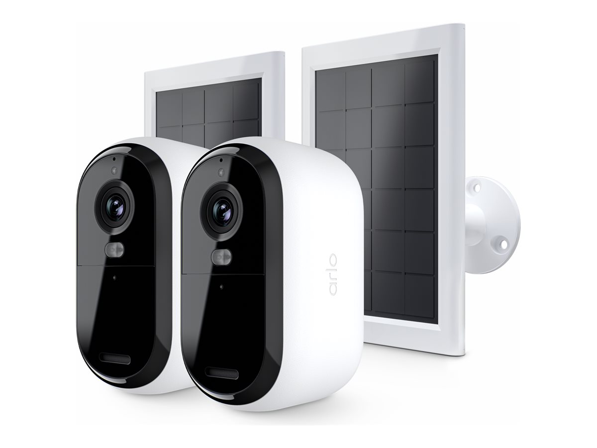 Arlo Essential 2. Generation Netzwerk-Überwachungskamera 4 MP 2560 x 1440 mit 2 Solarpanel-Ladegeräten Weiß