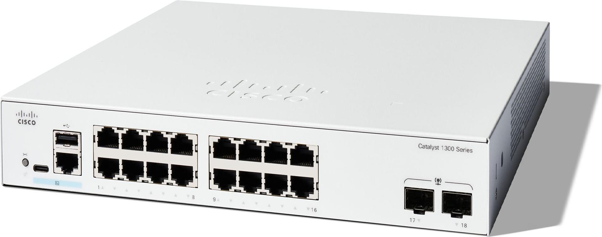 Cisco Catalyst 1300-16T-2G Managed Switch L3 16x GE 2x SFP Rack-montierbar Weiß
