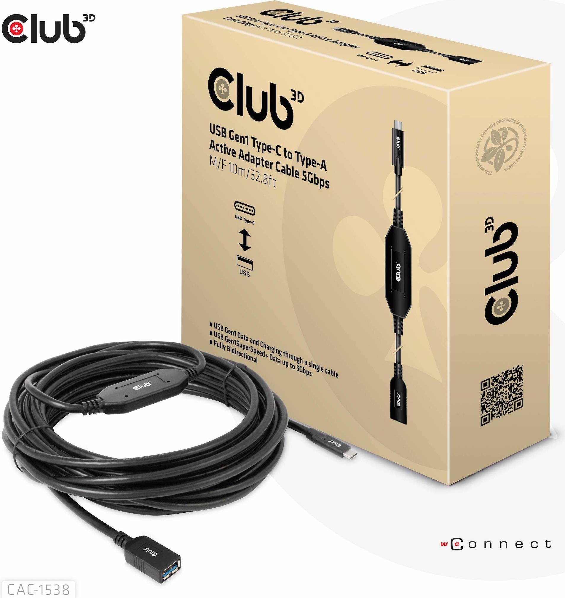 CLUB3D CAC-1538 Kabel 10m USB 3.2 Typ C / USB Typ A