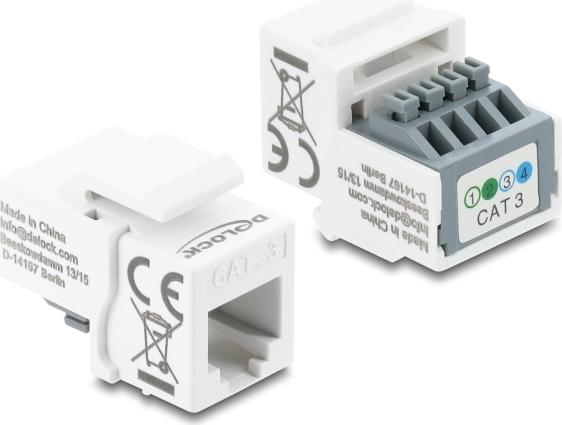 Delock Keystone Modul RJ11 Buchse zu Terminalblock 4 Pin weiß (90993)