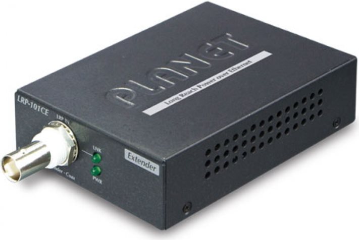 PLANET 1-Port Long Reach PoE Extender PLANET 1-Port long Reach PoE over Coxial Extender, IEEE 802.af/at, 30 Watts, up to 1km (LRP-101CE)
