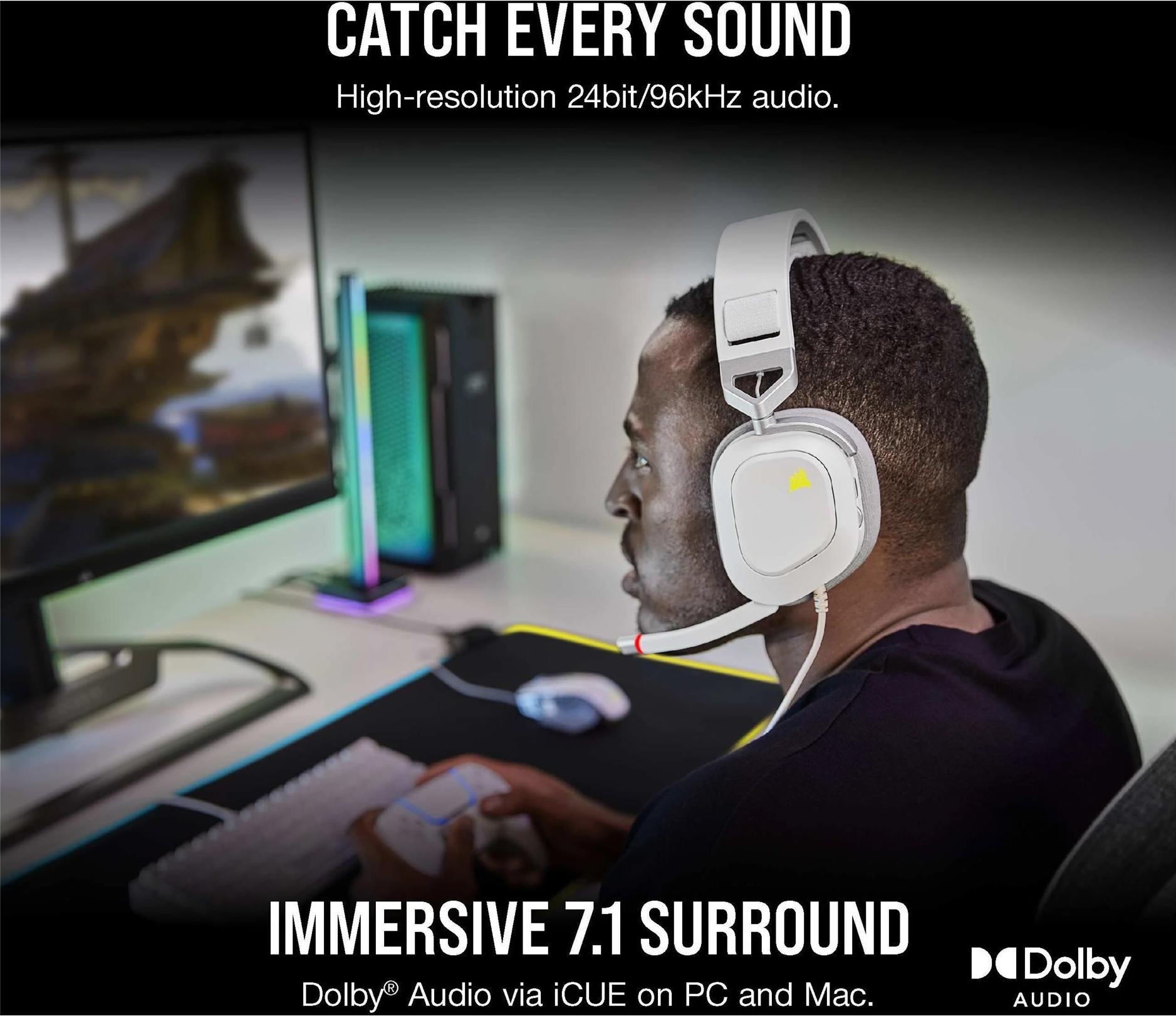 Corsair HS80 RGB USB Headset Weiß