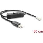 Delock Lüfterkabel USB 2.0 Typ-A Stecker zu 3 Pin (2 Pins belegt) Lüfteranschluss-Stecker mit Schalter 50 cm (91232)