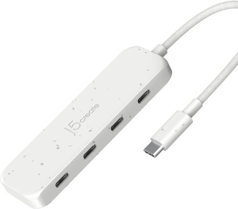 j5create Umweltfreundlicher USB-C-zu-Hub Typ C Gen 2 mit 4 Anschlüssen, USB 3.2 Gen 1 (3.1 Gen 1) Ty (USB-C, 4 Ports) Weiss (JCH345EW-N)