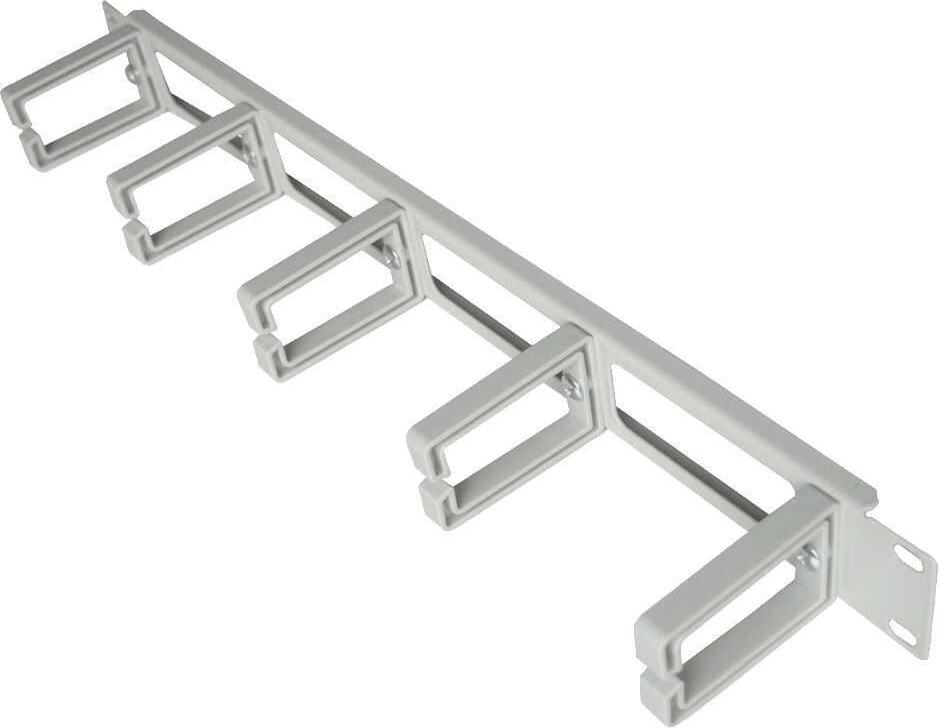 IT-BUDGET 19"-Kabeldurchführungsplatte mit 5 Kabelbügel aus stabilem Kunststoff-Profil (90ITBKDFPOB1HEG)