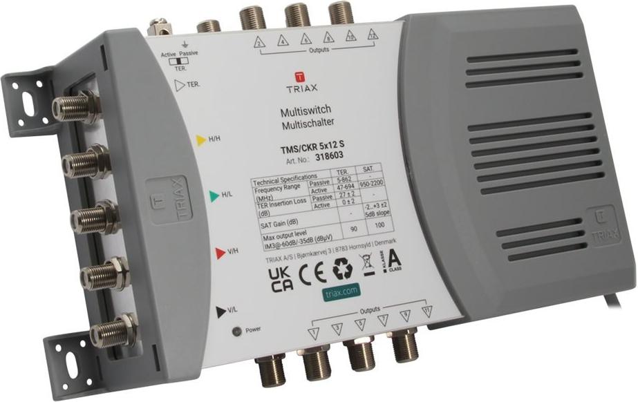 TRIAX TMS/CKR 5x12S Einzel Multischalter 4SAT+1terr. Eing. 12fach m.NT 318603 (318603)