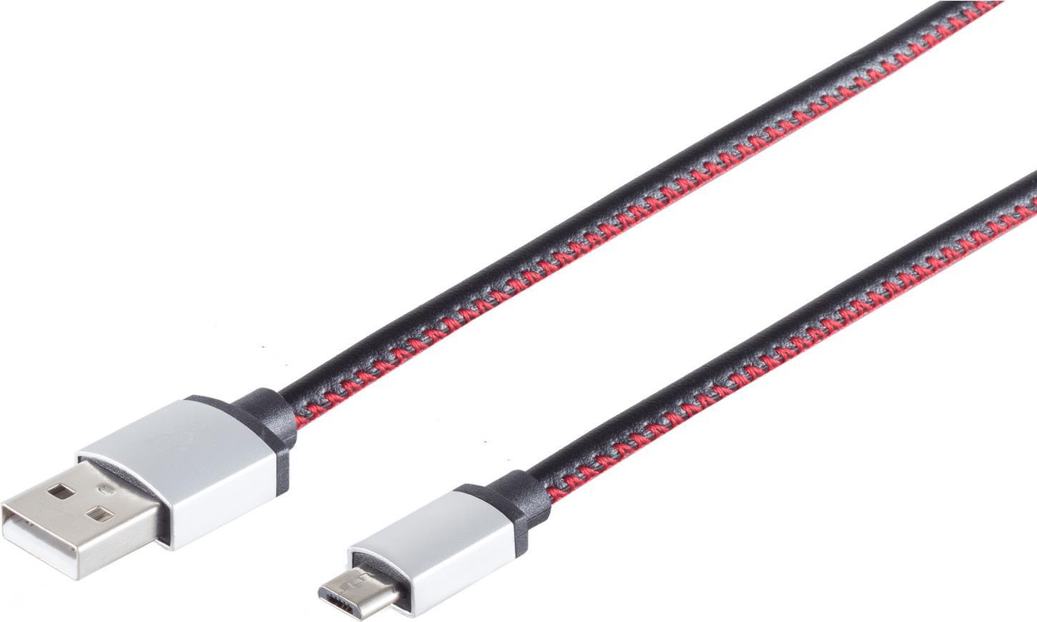 S-Conn 14-50105 USB Kabel 2 m USB 2.0 USB A Micro-USB B Schwarz - Rot (14-50105)