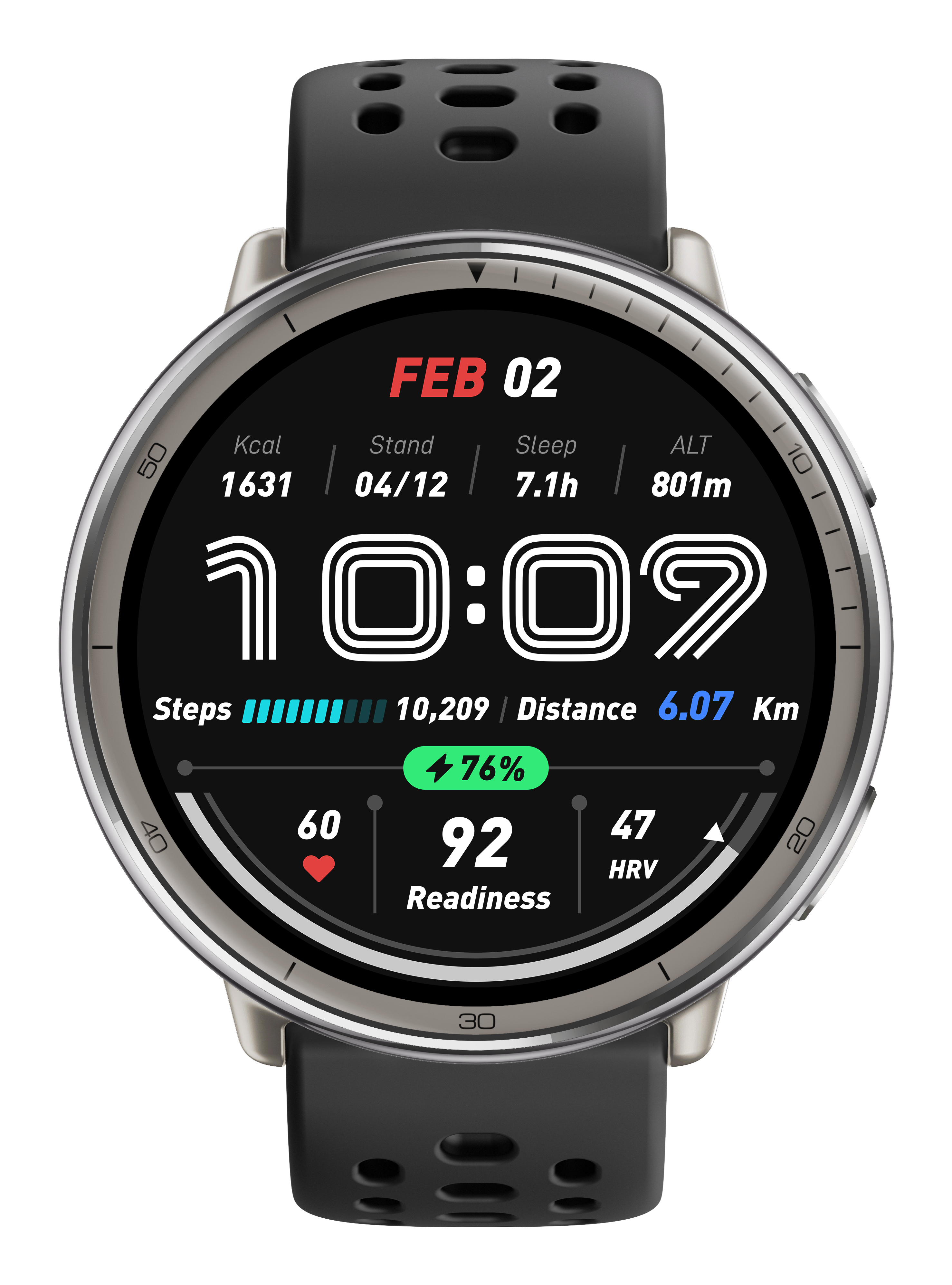 Amazfit Active 2 Premium Version 1.32" AMOLED 466 x 466 Bluetooth 5.2 NFC Schwarz