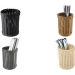 APS Besteckkorb ECONOMIC, Durchmesser: 120 mm, hellbeige aus Polypropylen, in Handarbeit geflochten, Höhe: 150 mm - 1 Stück (40130)