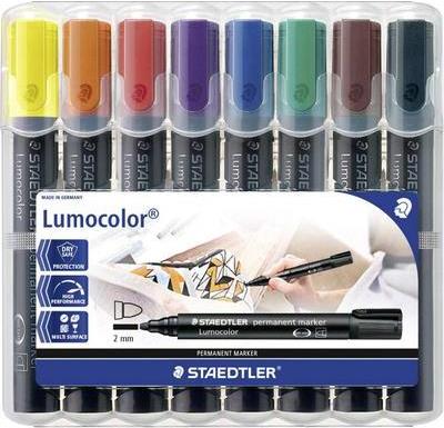 STAEDTLER Lumocolor Permanent-Marker 352, 8er Etui Strichstärke: ca. 2,0 mm, Rundspitze, wasserfest, nachfüll - 1 Stück (352 WP8)