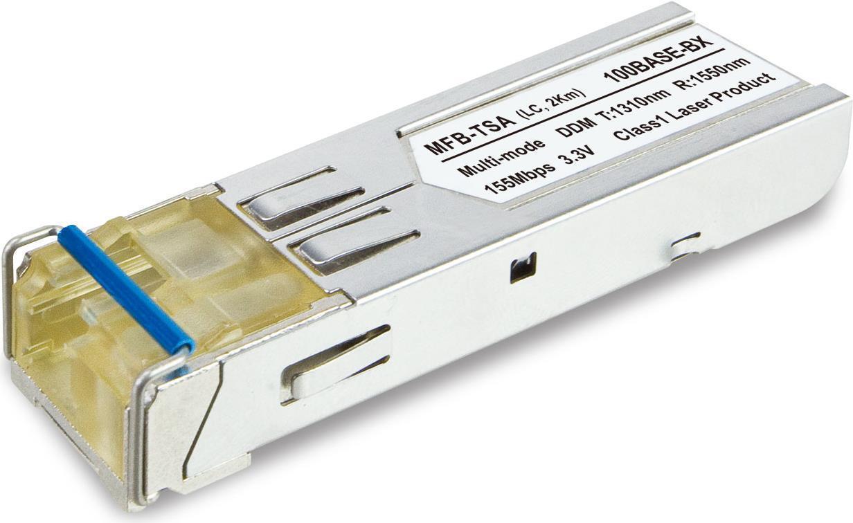 PLANET MFB-TSA. SFP Transceiver-Typ: Faseroptik, Maximale Datenübertragungsrate: 155 Mbit/s, Schnittstelle: SFP. Produktfarbe: Nickel. Anzahl enthaltener Produkte: 1 Stück(e) (MFB-TSA)