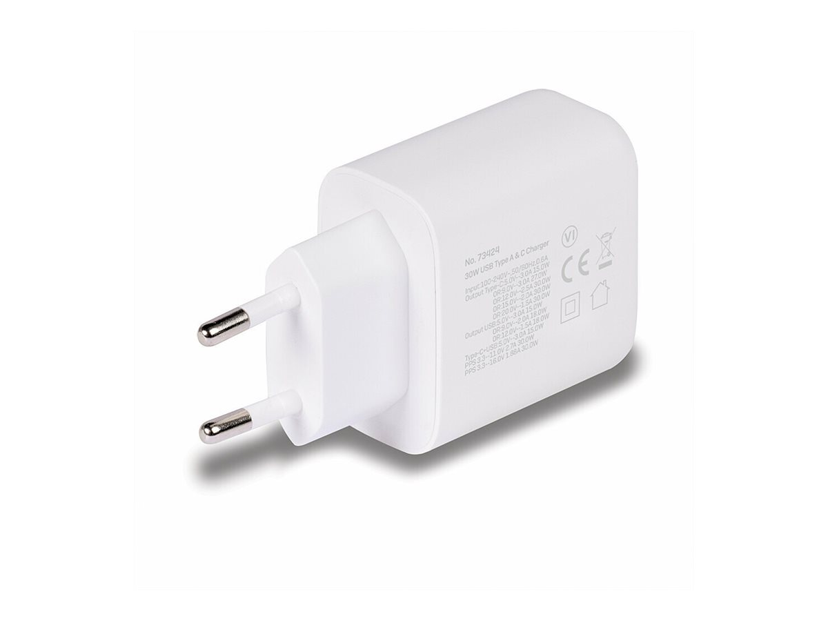 Lindy Netzteil 30W USB-A & USB-C PD 3.0 Weiß
