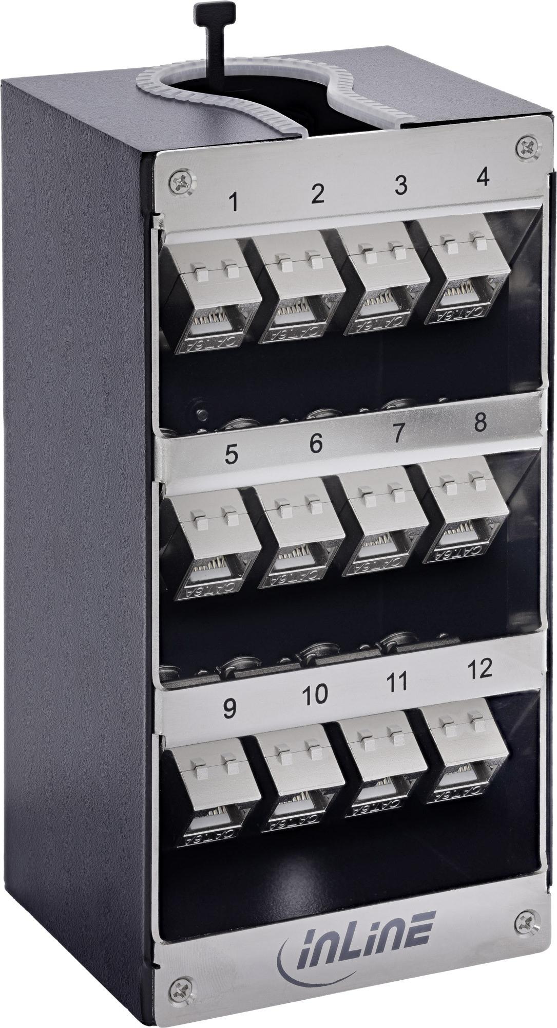 InLine® Keystone-Verteilerkasten 12-Port Cat.6A Wand-/Hutschinenmontage (76203Q)