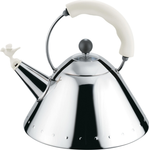 ALESSI 9093 W Edelstahl-Wasserkocher für Induktion 2 Liter mit singender Vogelpfeife