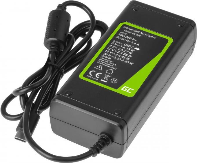 Green Cell AD134P USB-C charger AC adapter 65W for notebook tablet smartphone (AD134P)