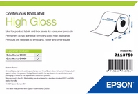 Etiketten, Epson, Normalpapier, High Gloss Label, B: 102 mm, H: 33000 mm, D: 95 mm, K: 40 mm Etikettenrolle, Epson, Material: Normalpapier, High Gloss Label, Beschichtung: Ja, Klebstoff: Normal, Breite: 102 mm, Höhe: 33000 mm, Durchmesser: 95 mm, Kerndurchmesser: 40 mm, Etiketten pro Rolle: 1, Abgrenzung: Kontinuierlich, Perforation: Nein, Farbe: Weiß (7113750)