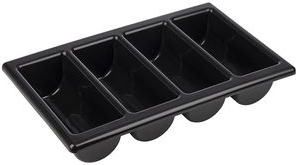 APS Besteckbehälter GN 1/1, mit 4 Fächern, schwarz aus Polypropylen, Maße: (B)530 x (T)325 x (H)100 mm - 1 Stück (11954)