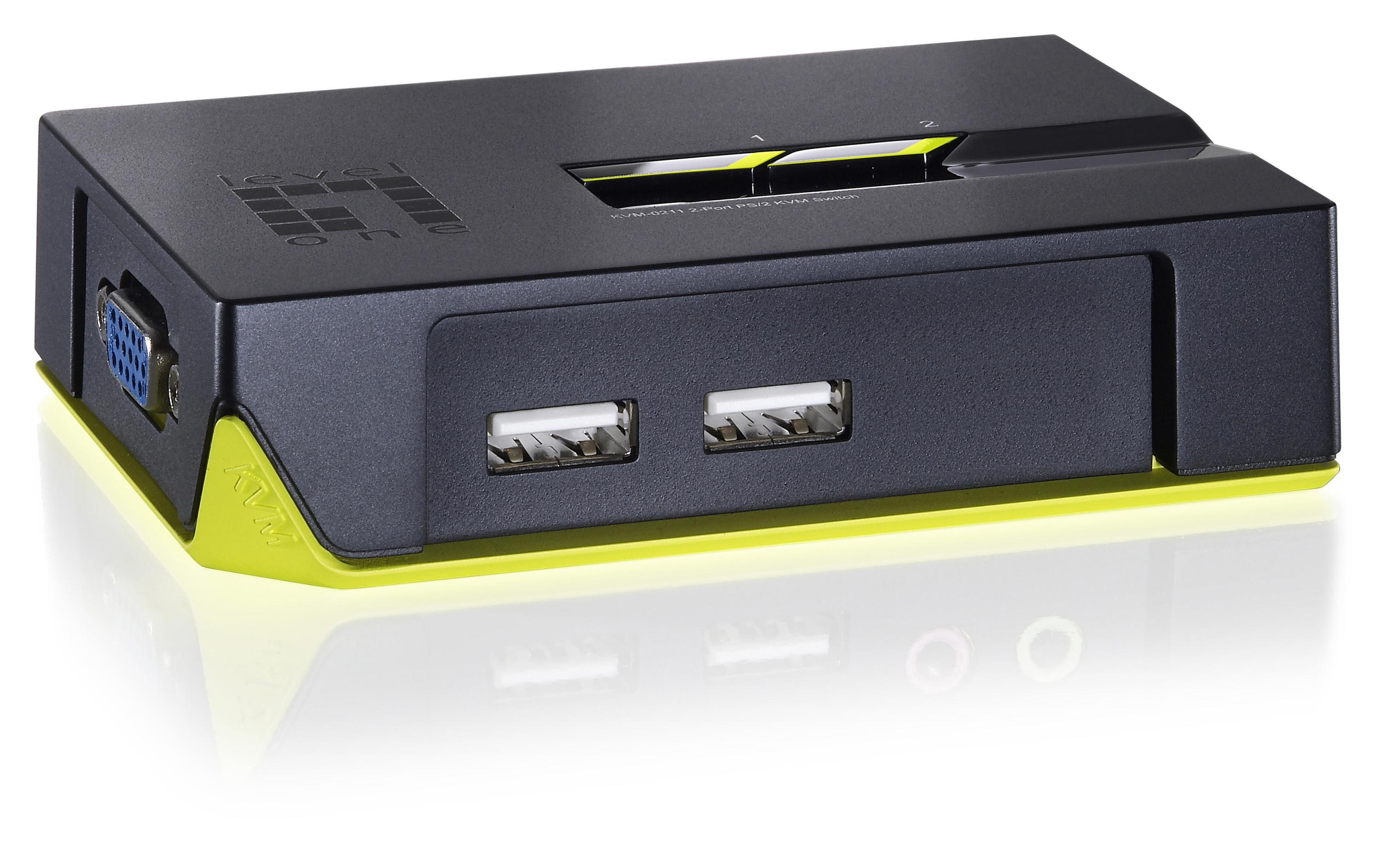 LevelOne ViewCon KVM-0222 KVM-Switch 2 Ports Schwarz, Grün