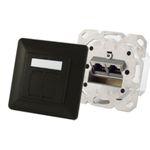 S/CONN maximum connectivity Netzwerkdose-cat.6A Netzwerkdose 2-Fach designfähig, horizontale Kabelführung, Zentralstück inkl. Abdeckrahmen, schwarz (74280-S)