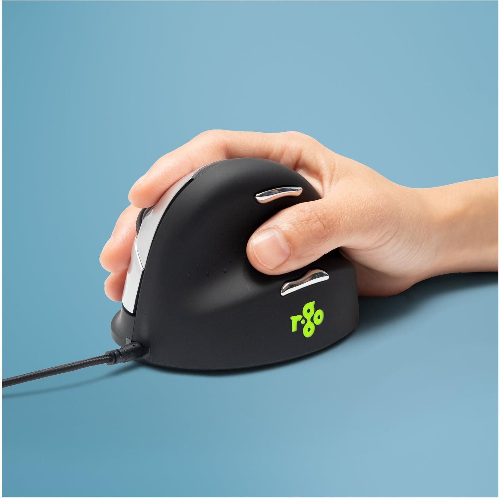 R-Go HE Vertical Mouse Large Right Ergonomische Maus Verkabelt USB Schwarz
