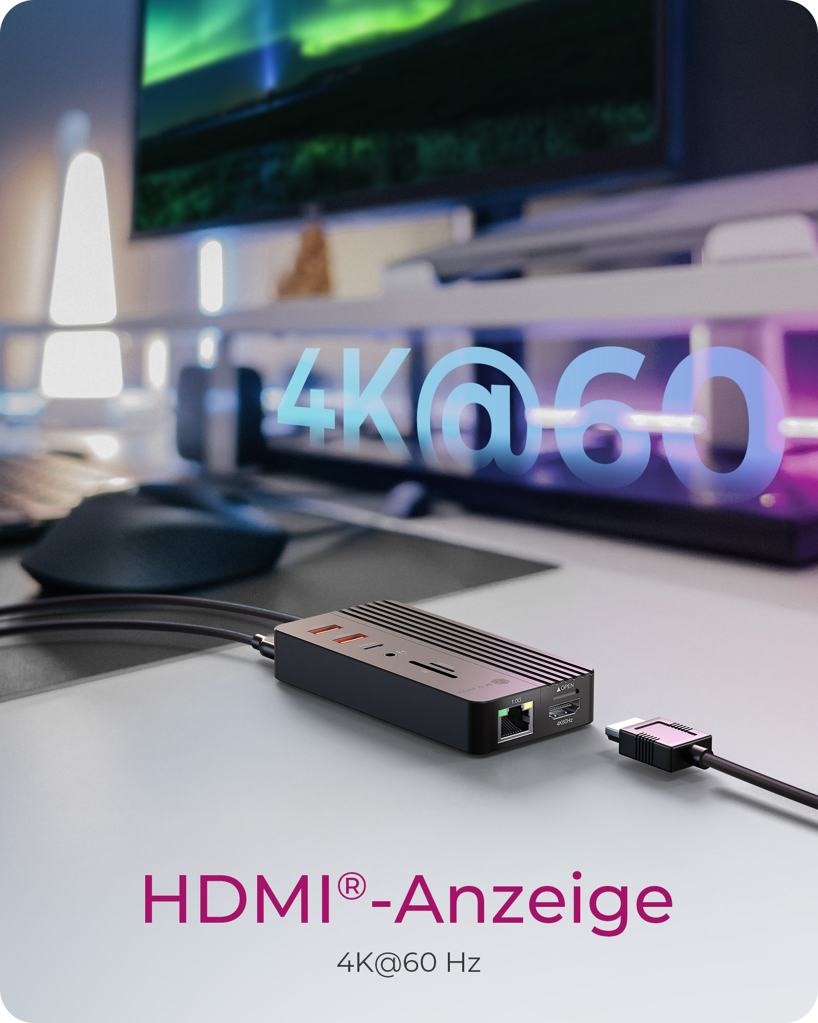 ICY BOX IB-DK4072M-CU31 Dockingstation USB 3.2 Gen 2 HDMI 1GbE Schwarz