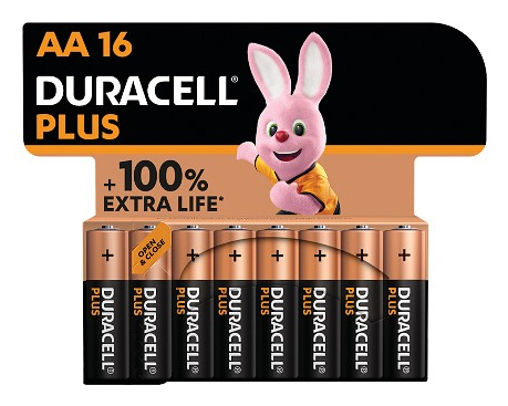 Duracell Plus AA Alkali Einwegbatterien 16 Stück Gold, Schwarz