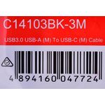 UNITEK KABEL USB-C, USB-A, 5 GBPS, 3M (C14103BK-3M)