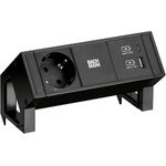 Bachmann DESK2 1x CEE7/3 USB A/C Charger Black (902.9109)