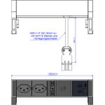 Bachmann DESK2 Steckdosenleiste Farbe weiss, ähnlich RAL9010 mit erhöhtem Berührungsschutz 2xCH T13 Steckdosen Schweiz, schwarz inkl. Thermosicherung 1xUSB A&C 22W Charger Zuleitung 0,2m H05VV-F3G1,5mm² schwarz mit GST18i3 Stecker inkl. Haltewinkel Logo v (902.938)